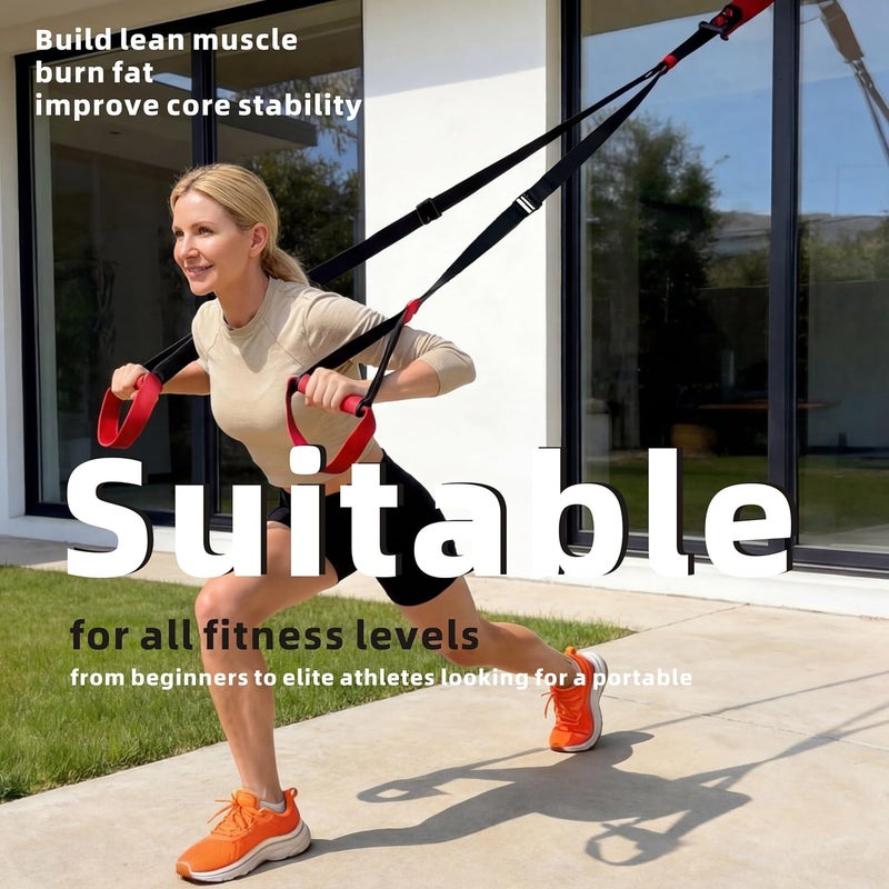 ROUUO Suspension Straps Trainer for Home Gym – Integrated Door Anchor for 1-Second Setup, All in One Bodyweight Resistance Straps for Indoor & Outdoor Fitness Training System - Image 5